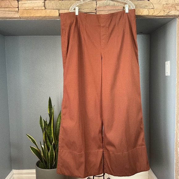 SPANX Stretch Twill Cropped Wide Leg Pants 20989T Minimalist Comfy Brown 2X Tall - Picture 1 of 10